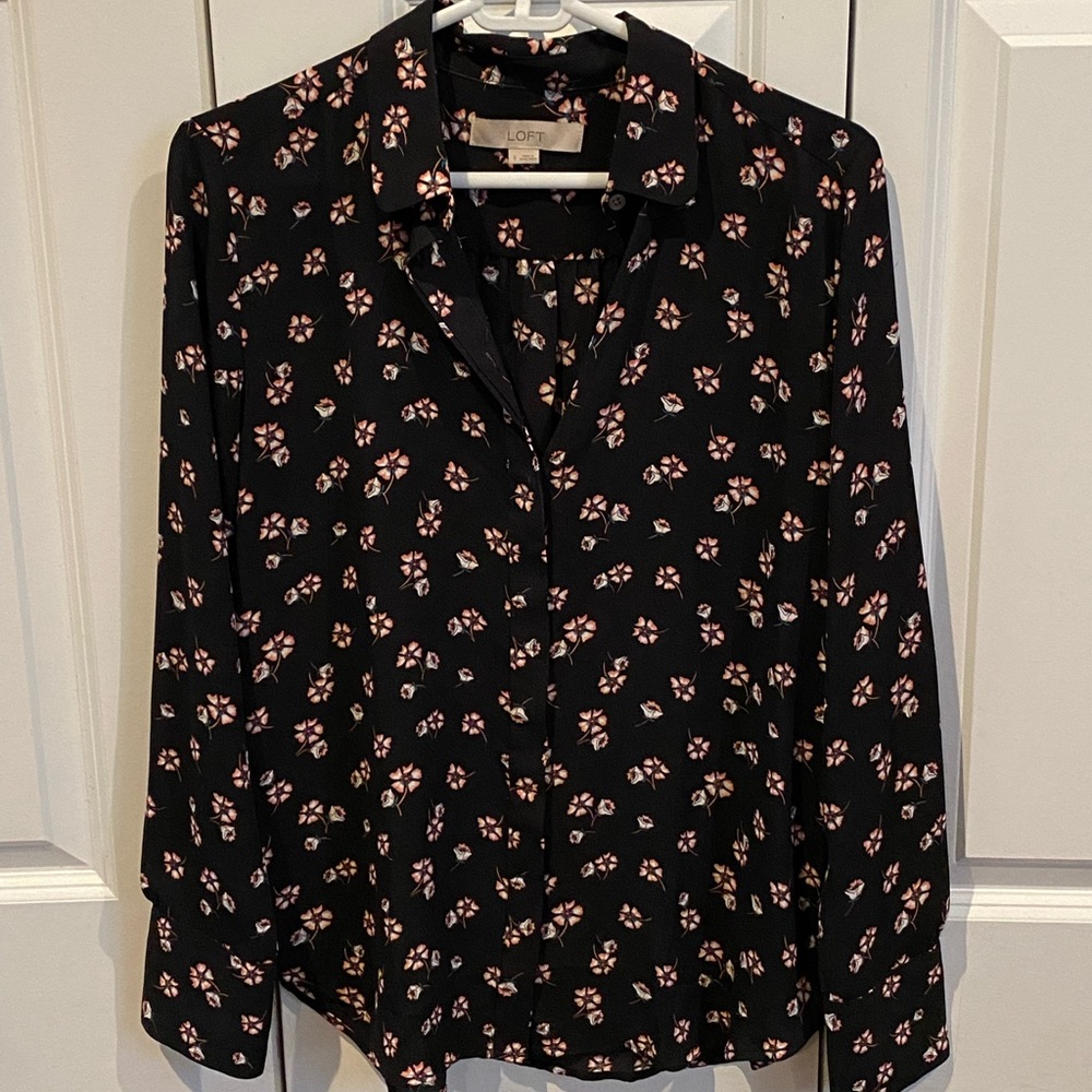 Black Loft Button Down Blouse